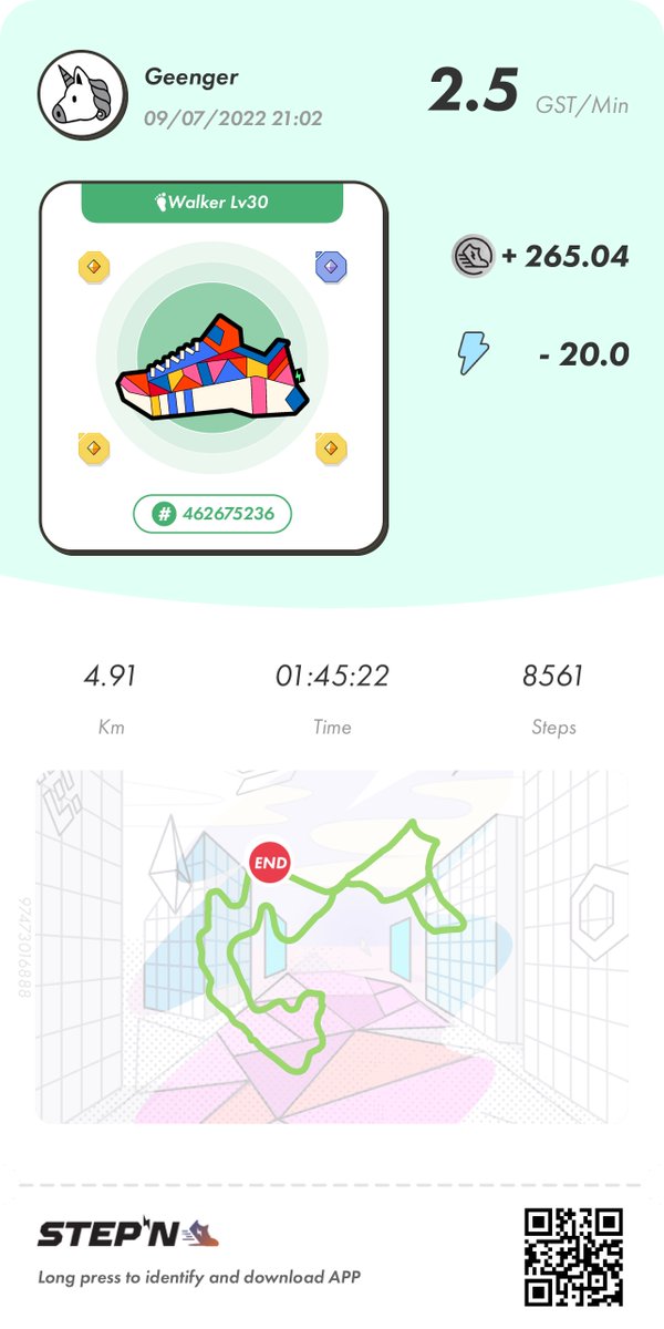 Geenger’s daily run via <a href="/Stepnofficial/">STEPN GO</a> how to play: stepn.com/howToPlay

#StepN #GST #GMT #SOL #BNB