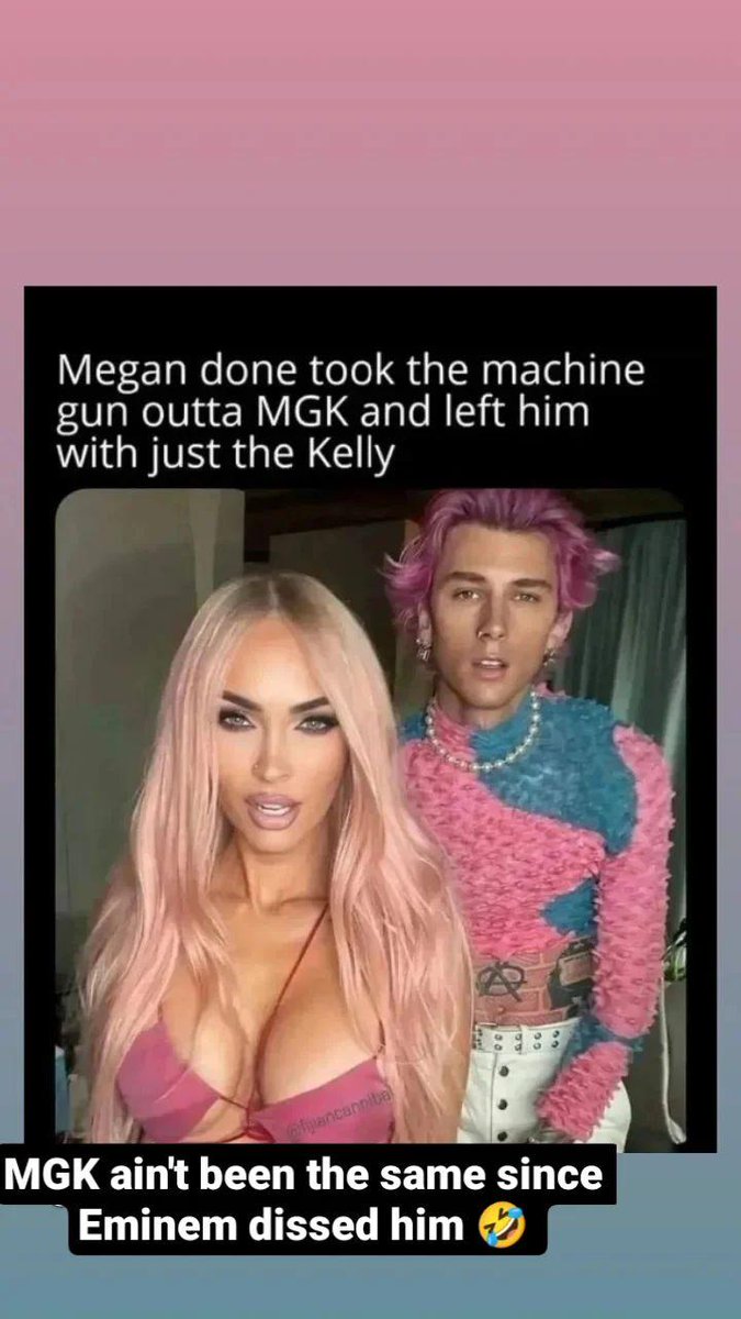 QuezzyQuez707's tweet photo. MGK ain't been the same since Eminem dissed him 🤣 https://t.co/z5NPAUCivQ