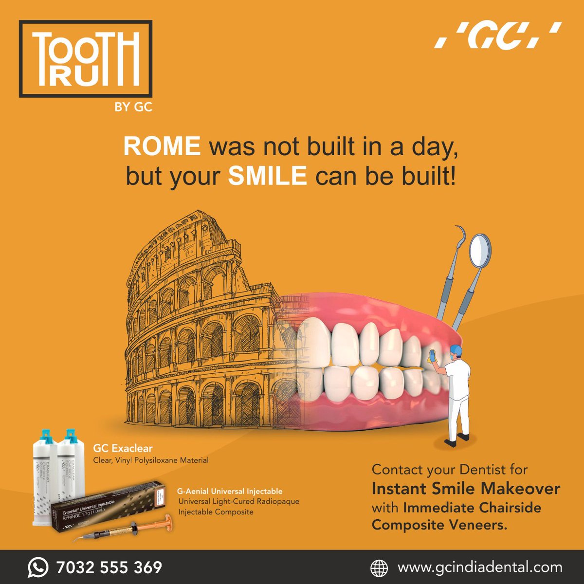 GCIndia_dental's tweet photo. EXACLEAR used together with an injectable composite such as G-ænial Universal Injectable enables clinicians to create restorations as aesthetic as indirect veneers, but quicker, more affordable and using less invasive preparations.
Click: https://t.co/quLJFT2ieg
#GCPRODUCTS https://t.co/VOMdRSjjmJ