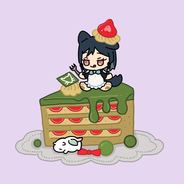 畢業了當然要吃蛋糕對吧？
送你抹茶戚風蛋糕LA！
#鈴蘭的寫生繪本LA #讓鈴蘭快樂的東西