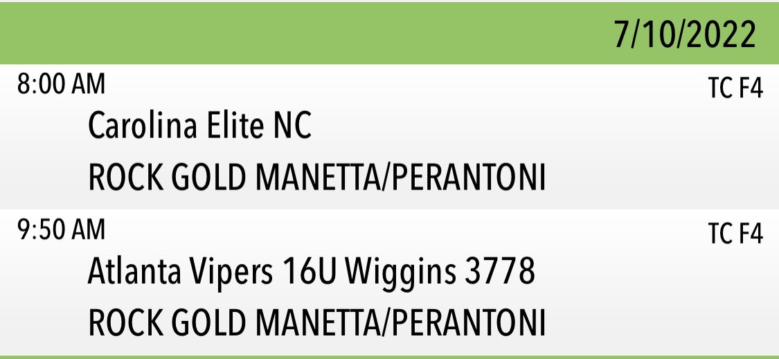 RockSBPerantoni's tweet photo. 💥Update💥we were asked to pick up an additional game. We now play at 8:00 AM and 9:50. We never have a problem helping @legacyshowcase1 out where we can. Especially when we know we will get to face another strong competitor! #getnlooks #rockfam https://t.co/TCXCckGlGe