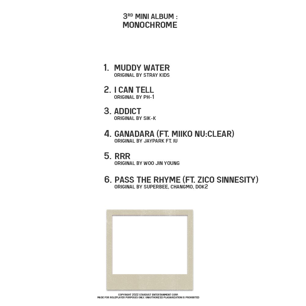 ㅤㅤㅤㅤ
𝐑 𝐄 𝐋 𝐄 𝐀 𝐒 𝐄 𝐃.
━━━━━━━━

𝐀𝐑𝐂𝐓𝐔𝐑𝐔𝐒 𝐁𝐍𝐖 The Third Mini Album 
𝐌𝐎𝐍𝐎𝐂𝐇𝐑𝐎𝐌𝐄

Retweet = Digital Download

(⬇) Album Tracklist. 
ㅤㅤㅤ