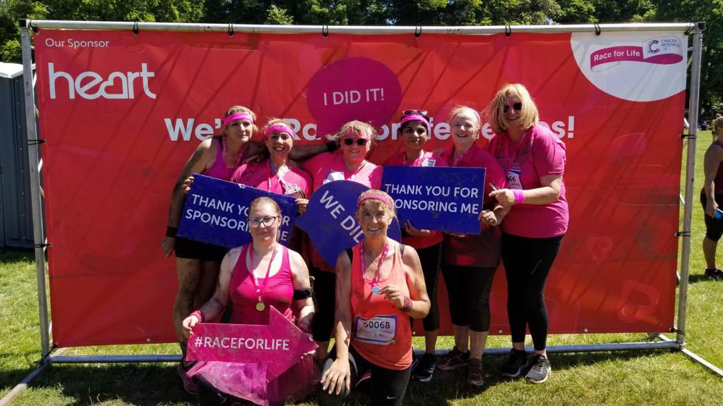 Diabetes Specialist Nurse Team ‘Sugar Babes’ completing the Race For Life in aid of Cancer Research. Muddy fun!! Still time for donations. Please DM me 💗💗 @TheQNI @AneurinBevanUHB @BodmanSian @JaniceM78063950 @CancerResearchU