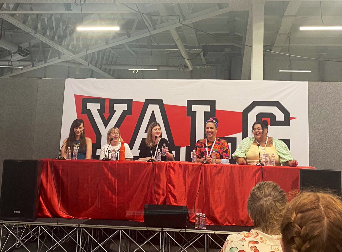 The brilliant @rebeccakbarrow talking all things #BadThingsHappenHere on the You Don’t Own Me panel at #YALC this morning! @HotKeyBooksYA