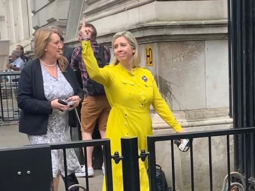 piersmorgan's tweet photo. Still gob-smacked by this pic. Andrea Jenkyns is ‘currently’ an education minister, and this is how she treats the public. Whoever wins the leadership race should sack her immediately. https://t.co/uxMD01AKb5
