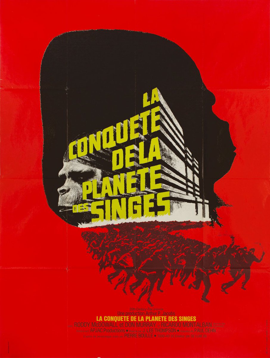 French movie poster for #ConquestOfThePlanetOfTheApes (1972 - Dir. #JLeeThompson) #RoddyMcDowall #DonMurray #RicardoMontalban