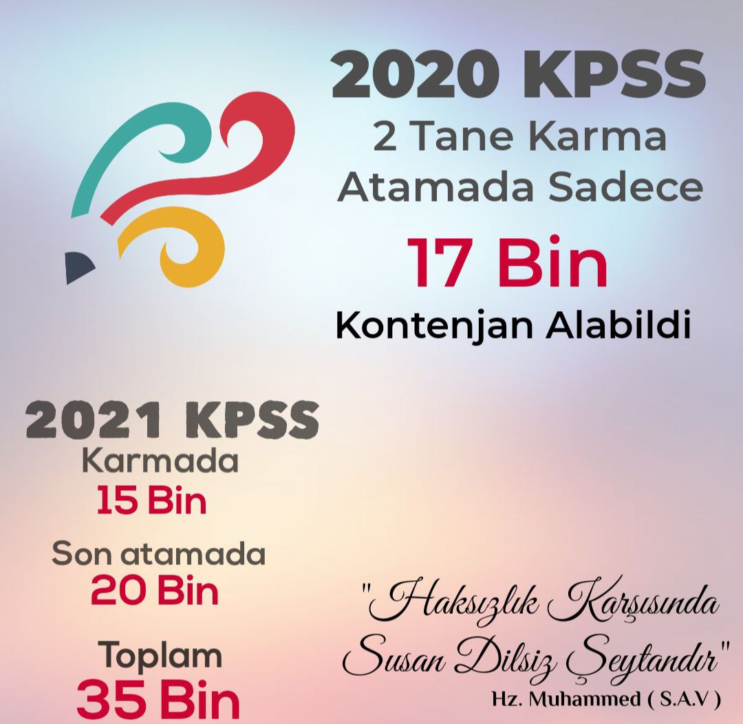 Sayın Cumhurbaşkanım, 2020 KPSS'ye giren biz öğretmenlerin sesini duymanızı istiyoruz.  
Adaletinize güveniyoruz. 
 
<a href="/RTErdogan/">Recep Tayyip Erdoğan</a> 
<a href="/Akparti/">AK Parti</a> 
<a href="/tcmeb/">Millî Eğitim Bakanlığı</a> 
<a href="/ikalin1/">İbrahim Kalın</a> 
<a href="/nurettincanikli/">Dr. Nurettin Canikli</a> 
<a href="/tcbestepe/">T.C. Cumhurbaşkanlığı</a> 
<a href="/NumanKurtulmus/">Numan Kurtulmuş</a>  
<a href="/fuatoktay/">Fuat Oktay</a> 
#Reis2020KpssMüjde