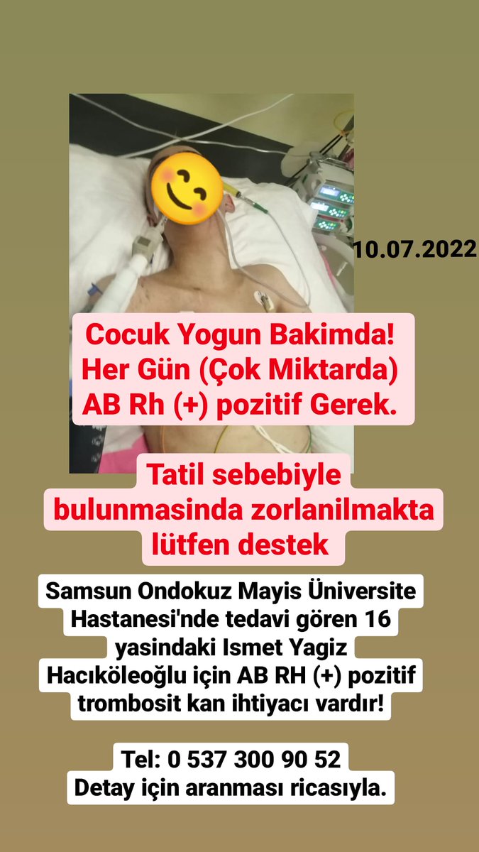 bizburadayizzz's tweet photo. Samsun KIRMIZI ALARM!!!
COK ACİL 
GÜNLÜK (COK MİKTARDA) 
AB RH (+) GEREKLİDİR!

COCUK YOGUN BAKİMDADİR!

@SempatikMobilya https://t.co/zddLQv1u2S