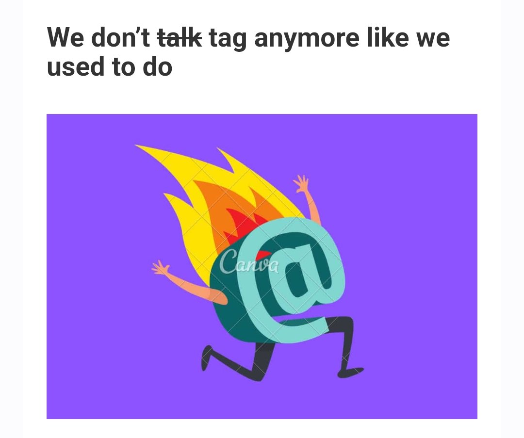 ShephaliBhatt's tweet photo. We don’t t̶a̶l̶k̶ tag anymore like we used to do...
✍🏼 Our tagging behaviour has changed dramatically in the last 2-3 years due to changes in UI-UX of platforms & also our own online behaviour. Wrote about the rise of our tagging consciousness
Link: https://t.co/JgQ8SRnOti https://t.co/k9FMvgW4ah