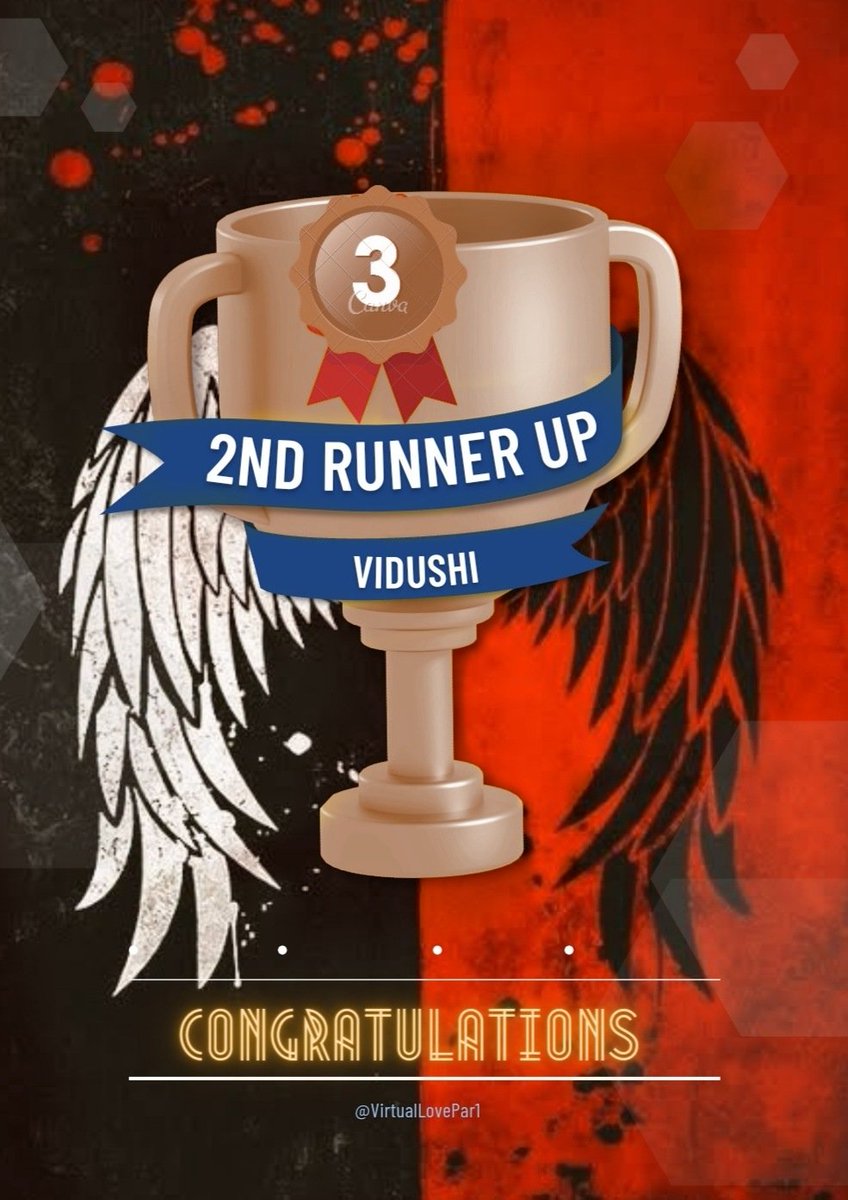 VirtualLovePar1's tweet photo. Congratulations Vidushi on becoming the 2nd runner-up of VA 3.0. You ruled this season acing the most tasks. Declared the Queen in first week and lived up to the tag.

You were the most threatning player this season 🔥

Thank for joining V.A 3.0 @OmmNamahShivaye ❤️ https://t.co/hWjbyYoFyt