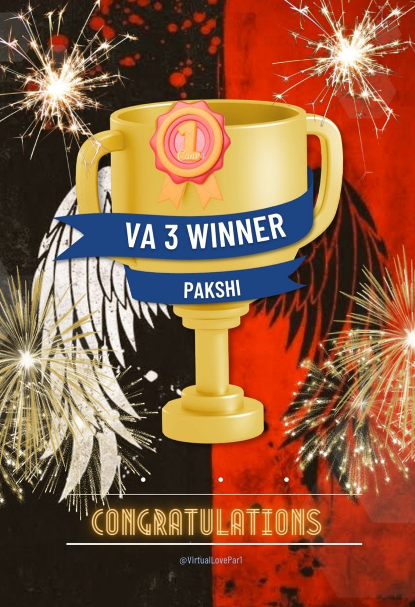 VirtualLovePar1's tweet photo. Congratulations Pakshi on winning VA 3.0

Coming in the game very raw and new to this format with a challenge of some experienced players yet conquered every bit of challenge and emerged as a winner🔥

You have carried yourself pretty well❤️
Thanks for joining VA 3 @PakshiVillain https://t.co/qLmodUE0jb