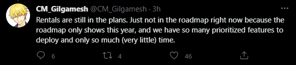 Le système de location de #STEPN serai toujours prévu ! Seulement ce n'est plus une priorité pour cette année d'après le CM <a href="/CM_Gilgamesh/">CM_Gilgamesh</a> !

Bonne ou mauvaise nouvelle ?