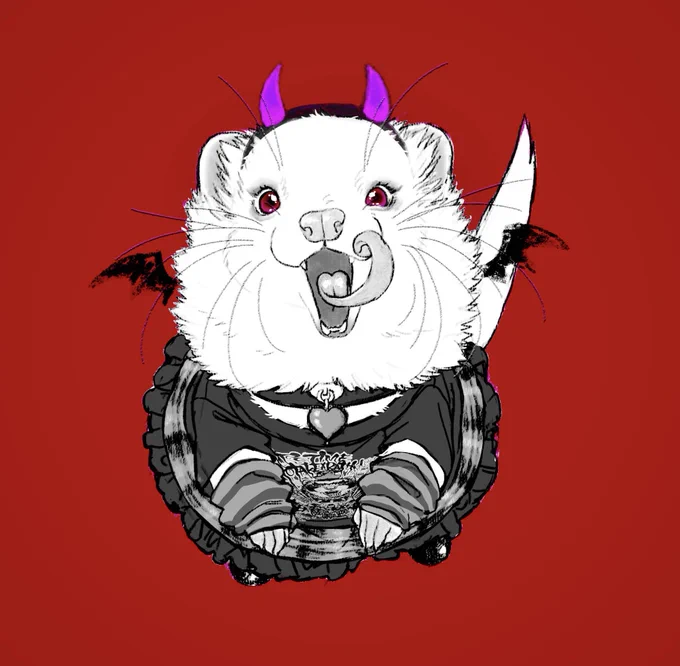 Requested Ferret Doodle 
"A rock ferret wearing goth clothes!" 