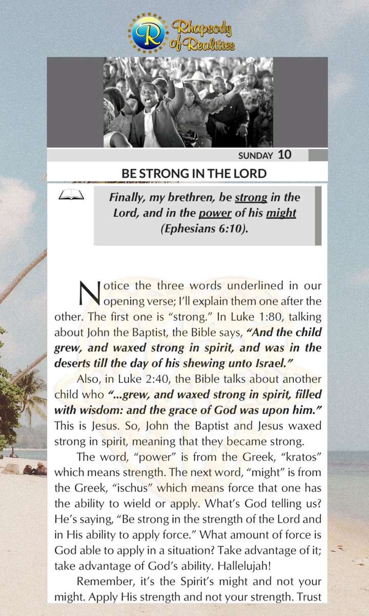 MorganRoyle's tweet photo. “Be  strong  in the  strength  of the  Lord and in His ability to apply force.” What amount of force is God able to apply in a situation? Take advantage of it; take advantage of God’s ability. Hallelujah!

#Rhapsodyofrealities https://t.co/u2ZFp7H1lB