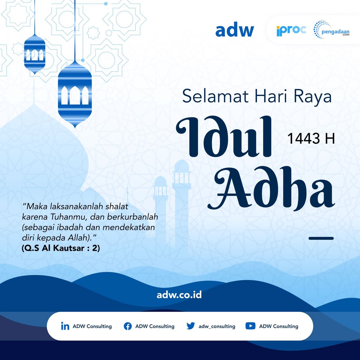 pengadaancom's tweet photo. Qurban adalah semangat berbagi. Damai di hati semoga keikhlasan selalu ada dalam diri untuk senantiasa selalu berbagi. Selamat Hari RayaIdul Adha 1443 H.
#Pengadaan #Tender #Lelang #Proyek #BusinessMatching #B2B #Marketplace #PemilihanLangsung #Tunjuklangsung #UKPBJ #IAPI #LKPP https://t.co/tIRt3rQEJh