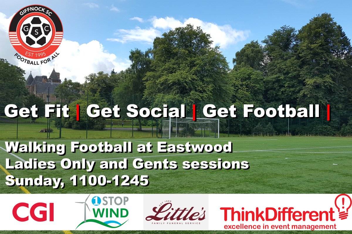 GscWalking's tweet photo. Busy morning for the Walking Football section

If you'd like to come and join us to see what all the healthy fuss is about then join us
Eastwood Park 1100 or contact Jacky 0785 234 9643

#fitbadaft

@Giffnock_SC 
@1StopWindLtd 
@LittlesFunerals 
@CGI_Global 
@ThinkDifferentE https://t.co/WIxawXBFsV