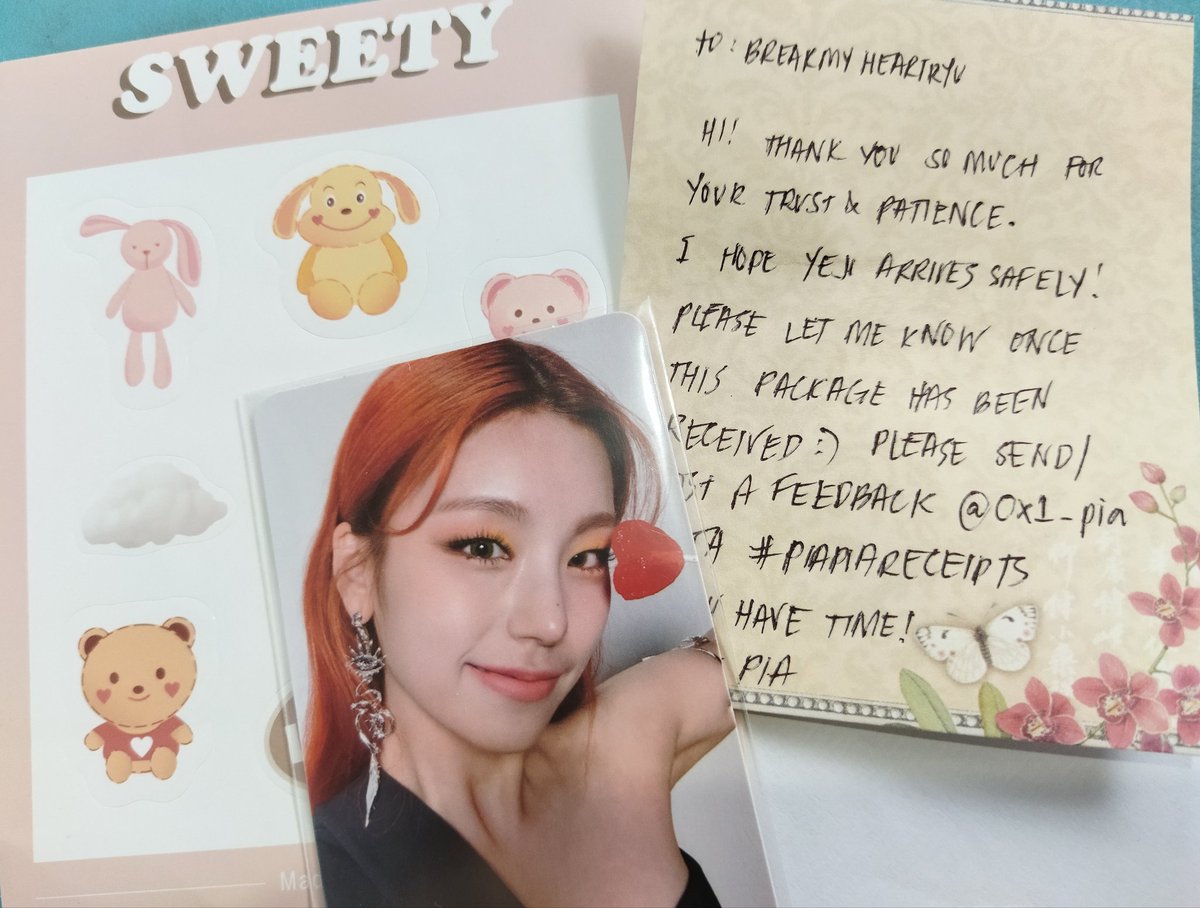 breakmyheartryu's tweet photo. hi @OX1_pia ! yeji arrived already. thank you for being an accommodating seller, until the next transaction🤍

#PIAPIARECEIPTS https://t.co/Boev0l1pY4
