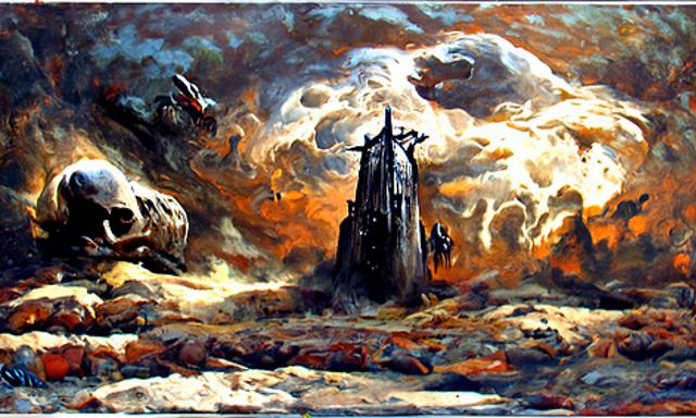 AI created piece. Just for fun, so no need for anyone to get upset.
I do these for writing inspiration.

"The Cathedral of Mourning " - made with <a href="/NightCafeStudio/">NightCafe Studio</a> 

#aiart #nightcafe #digitalart creator.nightcafe.studio/creation/SEXQu…