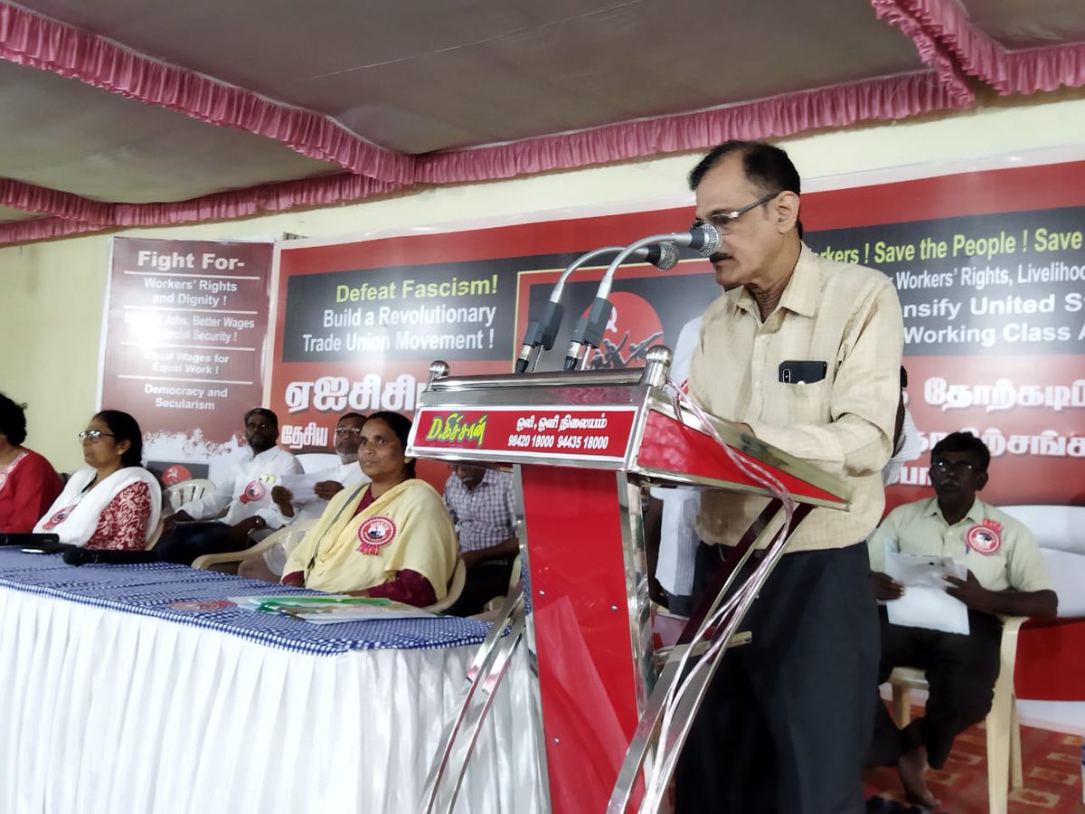AICCTUhq's tweet photo. AICCTU National Council Meeting started in Coimbatore today. A powerful cultural performance was given by comrades from 'Nihar Parai'. The meeting shall deliberate upon ways to build a revolutionary trade union movement across the country. https://t.co/gXISNnIq1f