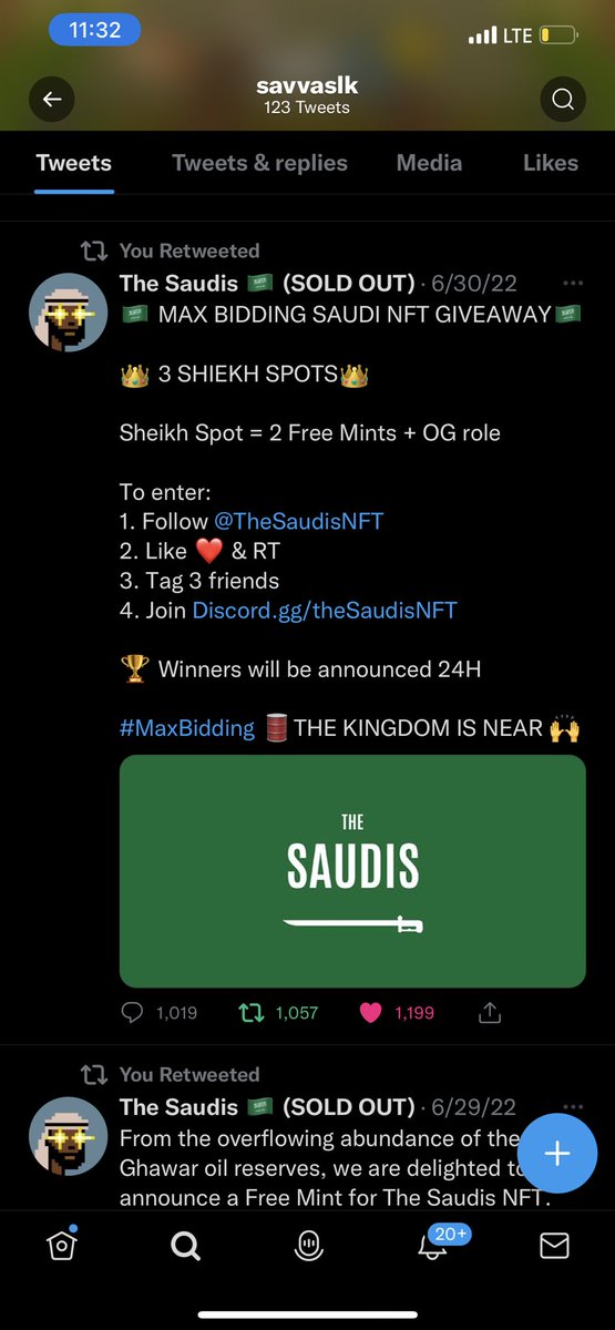 savvaslk's tweet photo. @TheSaudisNFT @SonnieNFT Yo! I joined during the WL phase and sent 10 invites, more than the required 5 and I filled out the twitter form and my wallet was never added to the WL! I’ll send my wallet address. Attached is a screenshot with proof of my invites and screenshots of me doing the retweets https://t.co/M33tCEtzvF