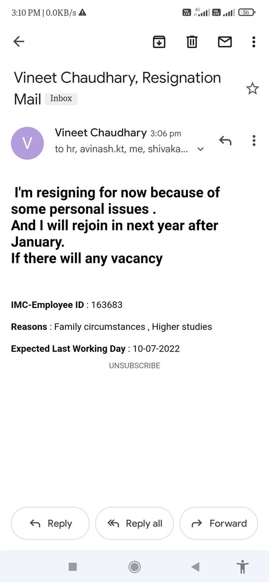 vineetLKOBoy's tweet photo. I'm resigning for now because of some personal issues .
And I will rejoin in next year after January
If there will any vacancy
#job #vacancy #Resignation #highereducation #entrepreneur https://t.co/8hMgzFln52