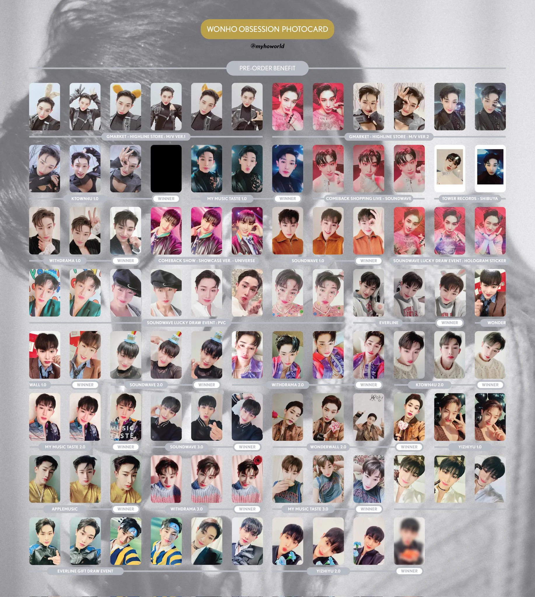 WONHO ウォノ Wonderwall トレカ 3枚セット WONHO ウォノ Wonder wall