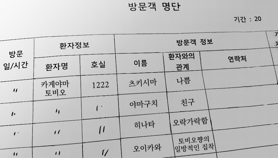 카게야마 입원 방문객 명단