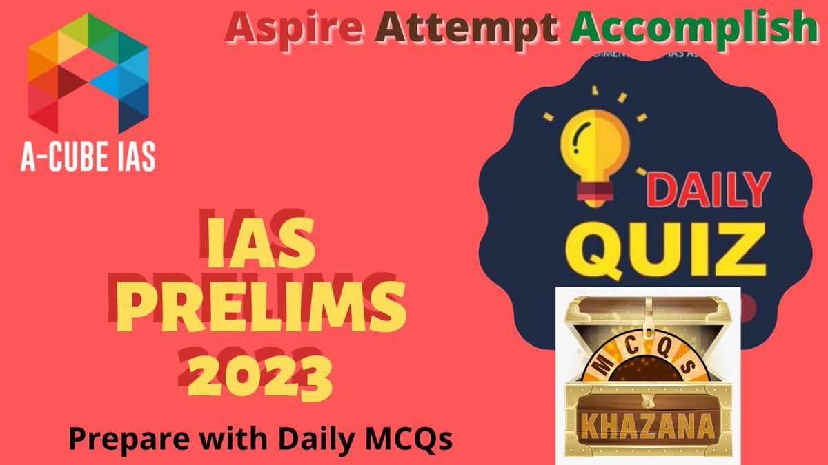 Daily #CurrentAffairs
5 MCQs for Prelims 2023

acubeias.com/daily-quiz

#IAS #UPSC #CurrentAffairsQuiz #Prelims #UPSCPrelims #PrelimsTips #IASPrelims #acubeias