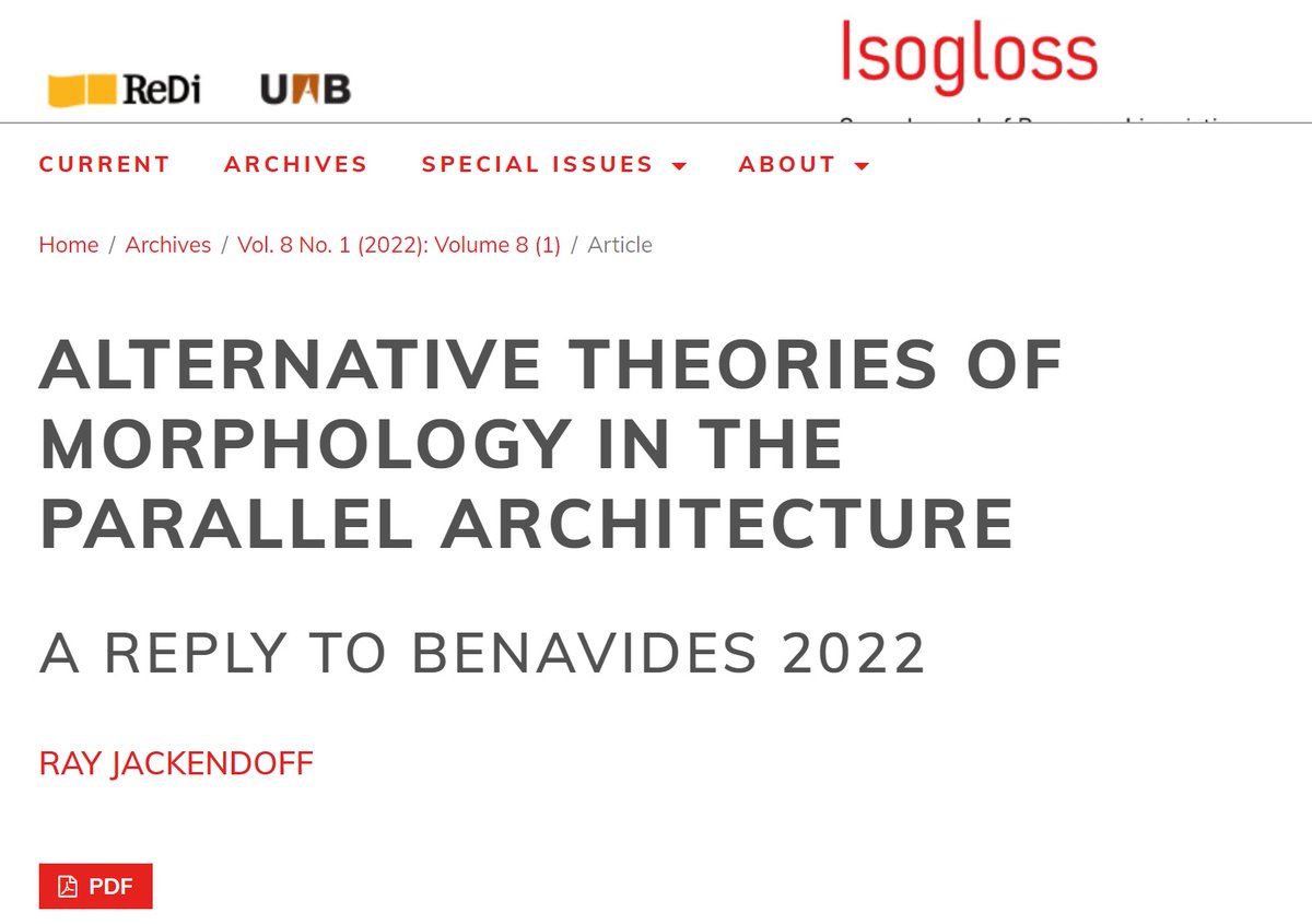 Isogloss_'s tweet photo. A summer #present from Isogloss: Ray Jackendoff's reply to Carlos Benavides's article on Parallel Architecture! Hot scientific debate happening on Isogloss, in full #OA for everyone to read, learn, judge. Enjoy! https://t.co/w9qpjsH7pP https://t.co/ywDqhxMhgY