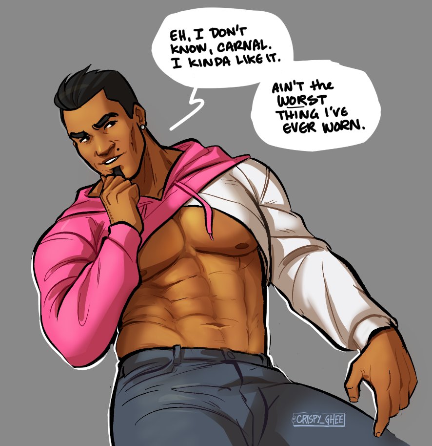 As requested by @vriosart, Kal in that notorious FILA croptop hoodie, minus the FILA