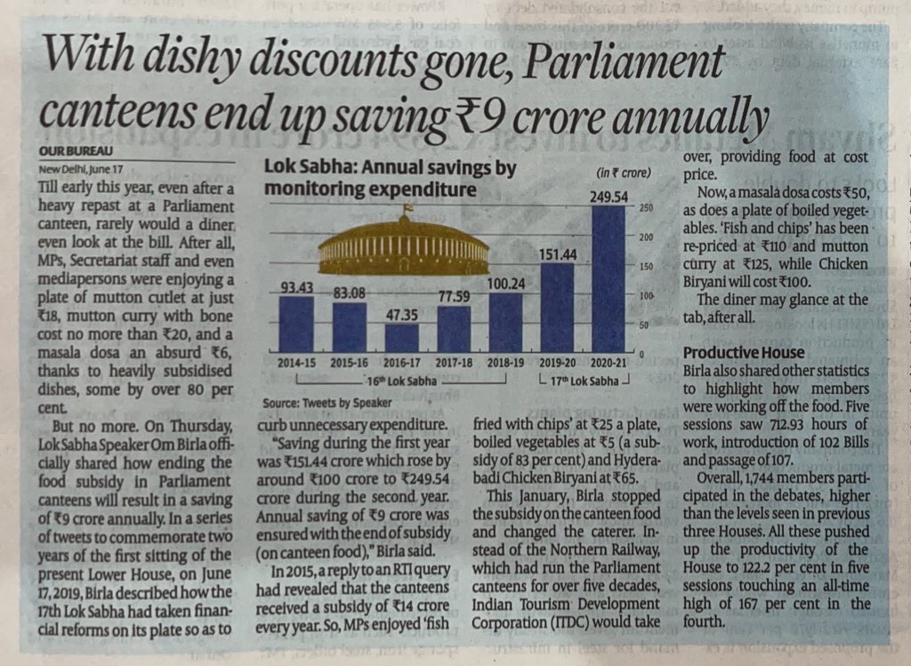 rishibagree's tweet photo. How many of you know that Modi govt has scrapped Subsidised food in Parliament Canteen saving ₹9 crore every year ?? https://t.co/G3VfxkqEJp