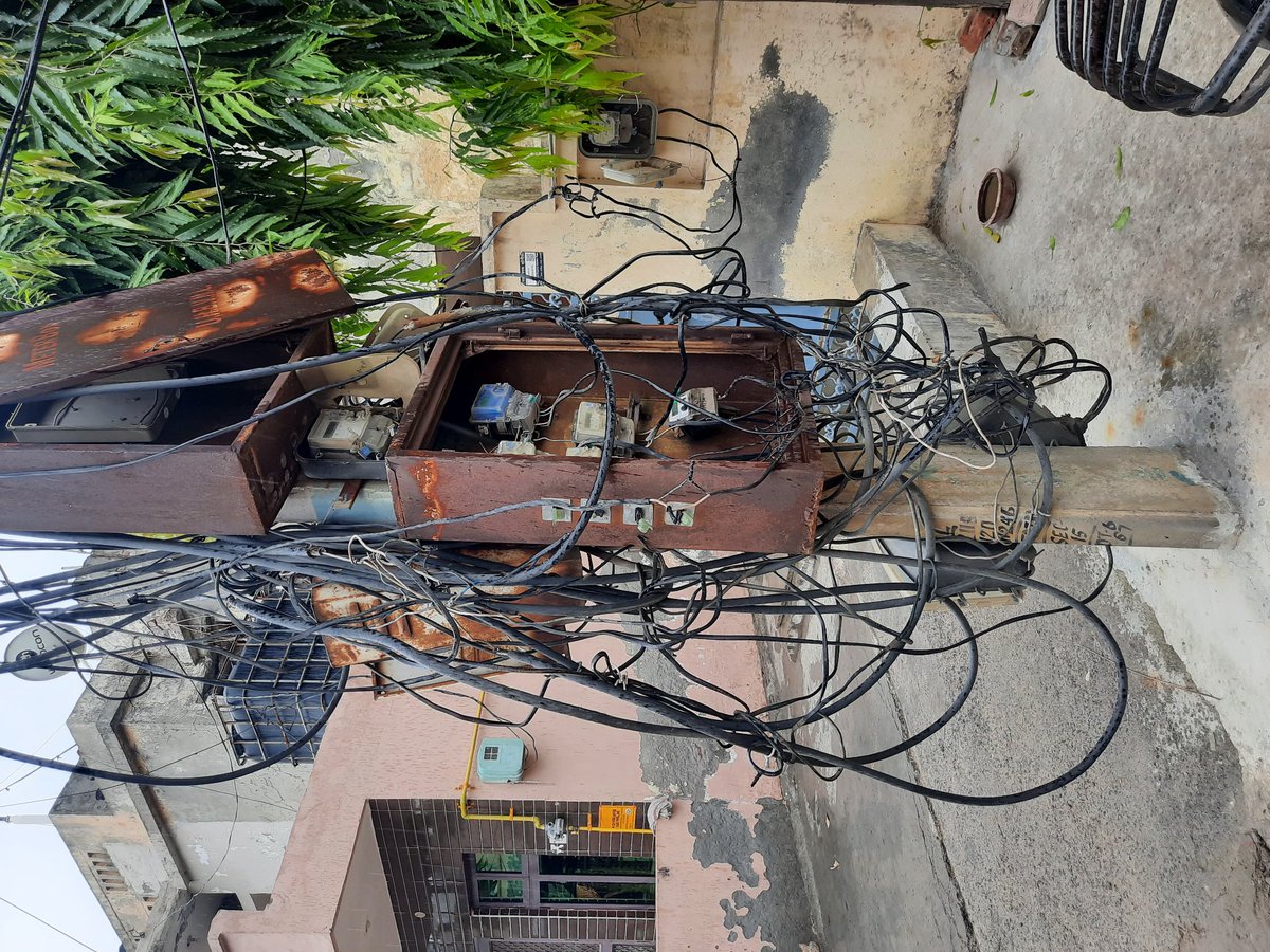 tcritesh's tweet photo. These images are showing the position of the electricity pole located at Housing Board Colony Sector 12, Sonipat, Haryana. Is UHBVN waiting for some big accident? Resident children regularly play near it and due to negligence of UHBVN accidents can happen at any time. https://t.co/5GgkIOmcER