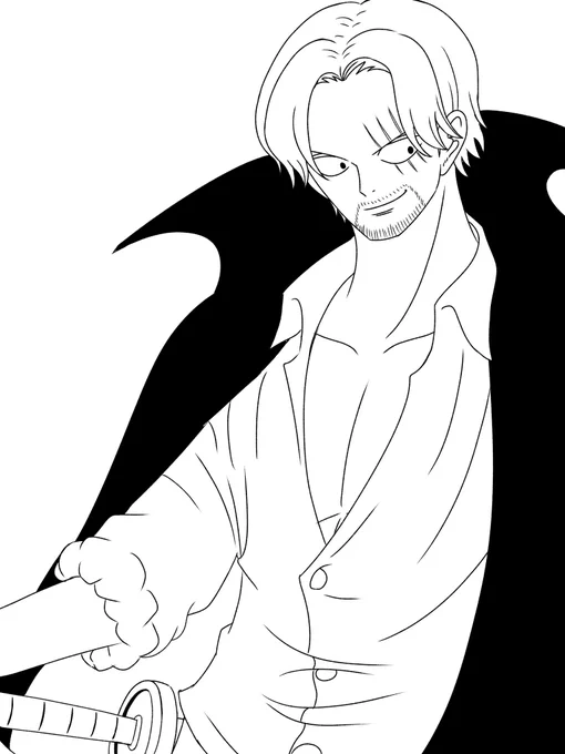 線画は線画で気に入っている。がしかしなかなかベストなシャンクスが描けないので精進だなぁ〜〜〜〜〜(ついでに一個前のも) https://t.co/6gbGlKWn1P 