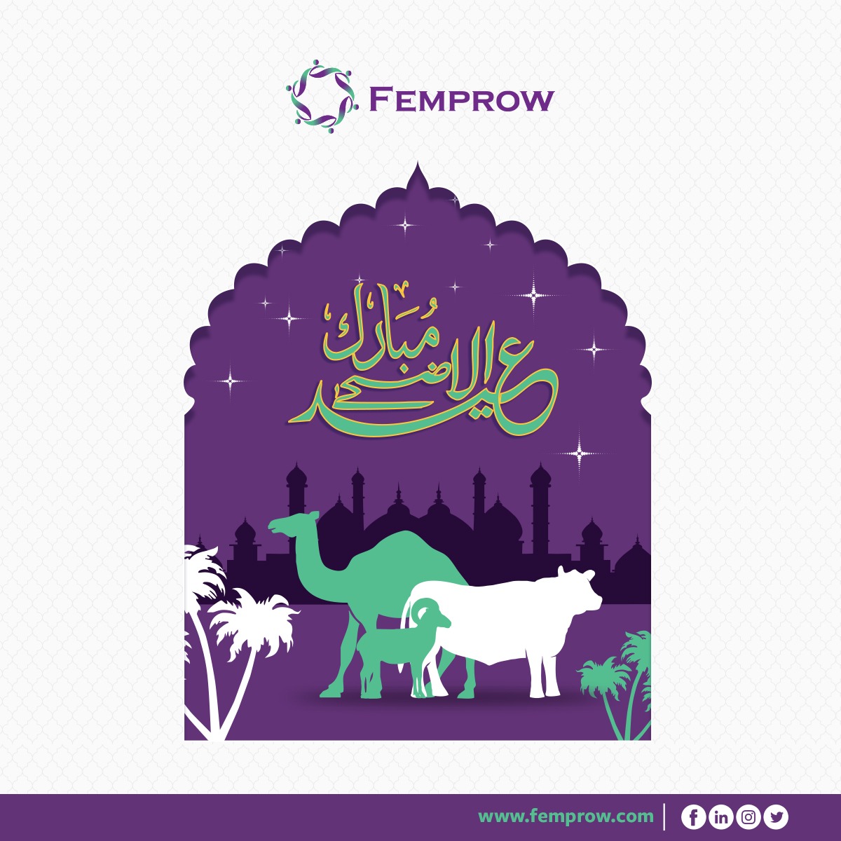Eid - Ul - Azha Mubarak from Team Femprow! Celebrate with your loved ones, share joys and love with people around you. May Allah reward everyone for the sacrifices and bless us with peace and prosperity.
Stay Safe and Enjoy! 
#Femprow #eidlove❤️ #eid2022 #eiduladha #sacrifice
