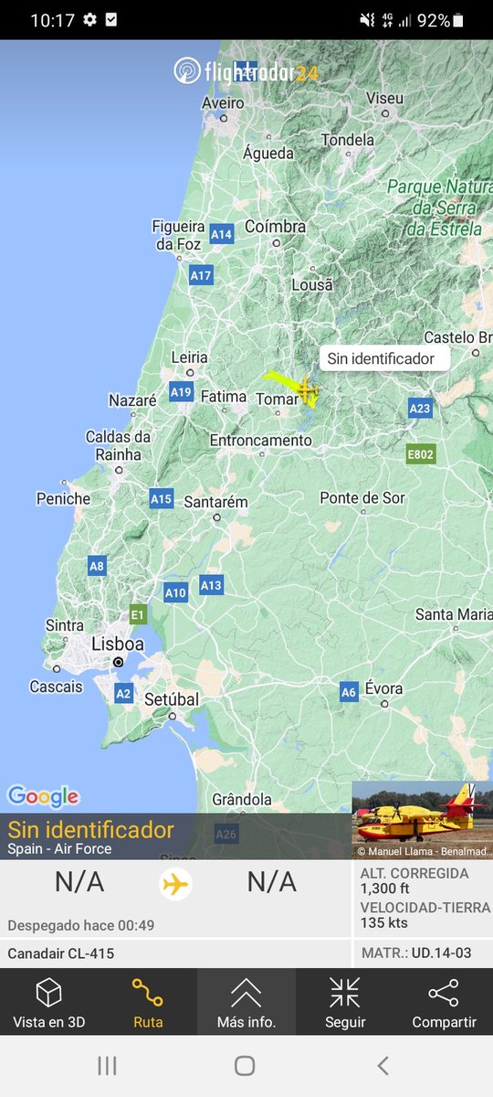MilRadar's tweet photo. #Bombardier CL-415 UD.14-03 del @EjercitoAire colaborando en la  extinción en #IROurem en #Portugal 
#Grupo43 #Corsarios https://t.co/vQHl5PuXMh