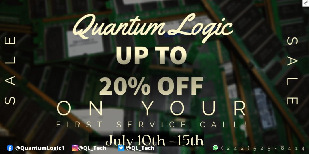 QL_Tech's tweet image. Happy 10th of July!

For this Independence Day, we are offering 20% off on your 1st Service Call
Don’t miss out on this sale, Contact us Today for your Everyday IT Solution from July 10th - 15th
#quantumlogic #quantumlogicconsultant #IT #computerrepair #smallbusiness #PC #MacBook