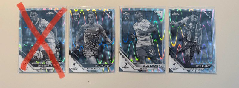 Topps Chorme UEFA Champions League 2021-2022

#ManchesterCity
#Leipzig 
#AtleticoMadrid
#Topps 
#Champions
#UCL
#Chrome
#ColePalmer
#Suarez 
#BrianBrobbey
#RookieCard 
#RayWave  vinted.pt/entretenimento…