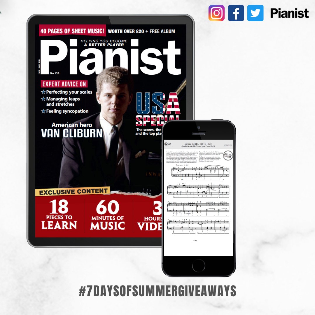 The final day: DAY 7 of Pianist's Summer Giveaways ☀ Win a six-month digital subscription to Pianist! How to enter:
1. Follow us
2. Like &amp; RT
 
You have until 11 July to enter any of the 7 competitions. Good luck! Ts&amp;Cs here: warnersgroup.co.uk/competition-te… 
#7DaysofSummerGiveaways
