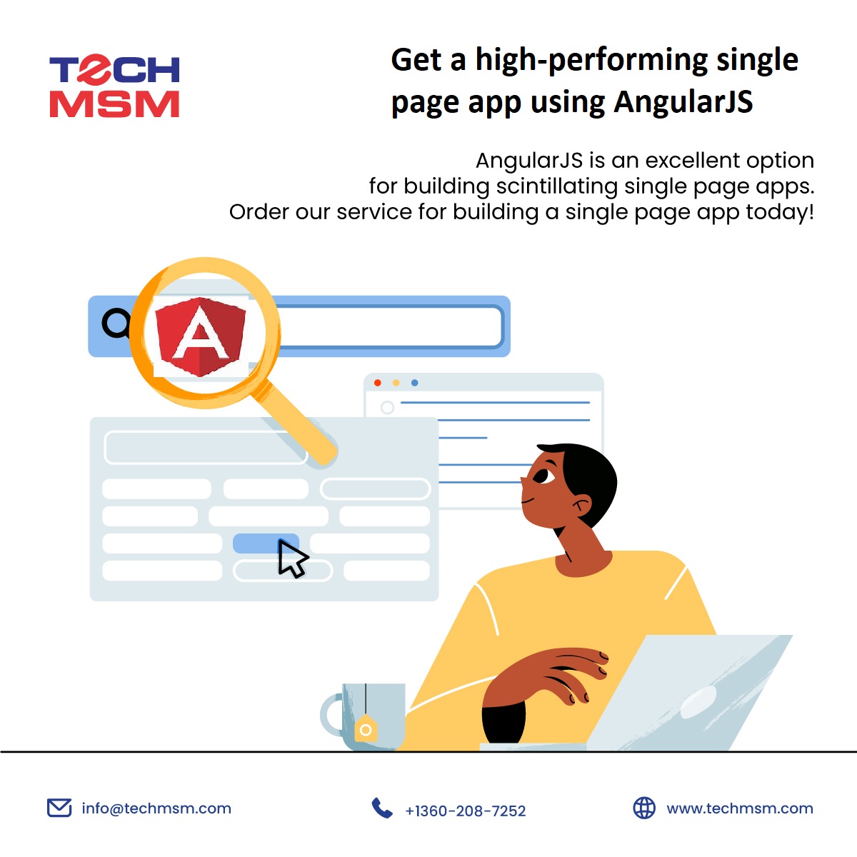 TechMSM1's tweet image. AngularJS is an excellent option for building scintillating single-page apps. Order our service for building a single-page app today!
#techmsm #angularjs #angulardeveloper #webdevelopment #mobileappdevelopment #appdevelopment #digitalmarketing