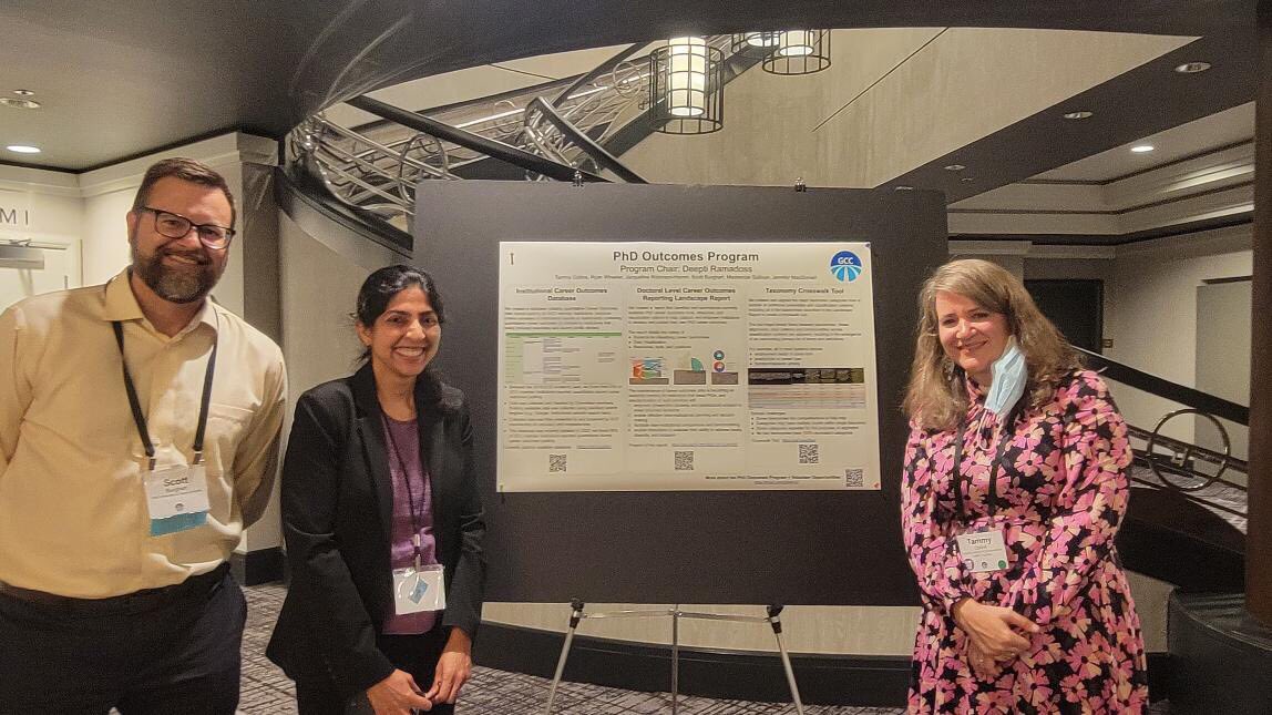 Graduate Career Consortium Outcomes program members at #2022gcc sharing work we’ve been doing the last few years at the annual meeting!