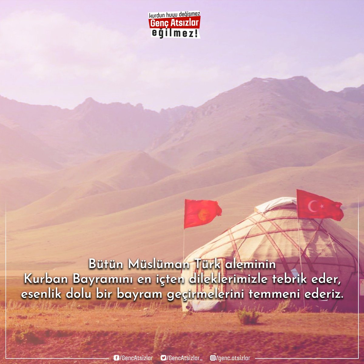 Bütün Müslüman Türk aleminin Kurban Bayramını en içten dileklerimizle tebrik eder, esenlik dolu bir bayram geçirmelerini temenni ederiz.

#Kurban #KurbanBayramı