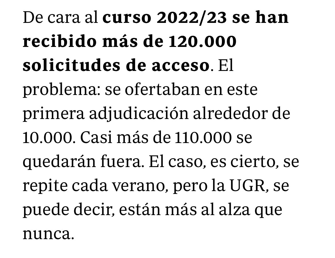 uGRenfurecida_'s tweet photo. 🚨 La Universidad de Granada bate récords. Recibe 120.000 solicitudes para estudiar este curso académico 2022/2023.

Sin embargo, sólo se ofertan 10.000 plazas. Empiezan los juegos del hambre…

¿Qué consejos les podemos decir los de 2º, 3°, 4º, 5º…? https://t.co/1pVbFX6RGG