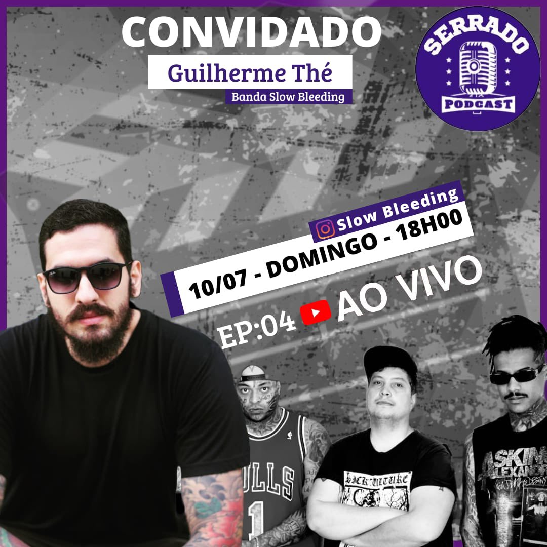 SerradoPodcast's tweet photo. É claro que não podemos parar, por isso estamos preparando um PodCast incrível com um dos integrantes da banda Slow Bleeding.  
  Para participar desse momento incrível basta está ligado com a gente nesse domingo (10/07/2022) às 18H ao vivo em ???? https://t.co/QEPcJTB6Pw