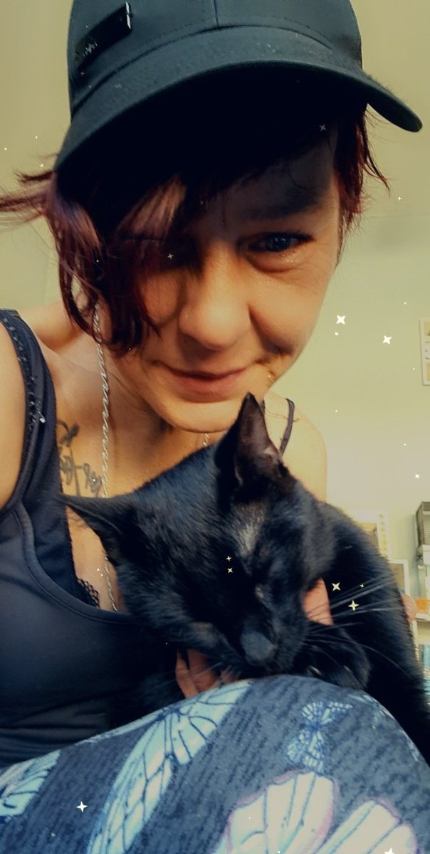 kenyahoyland's tweet photo. This lil black kitten as done more for my #mentalillness than any sort of Therepy 
He gives me a reason to carry on fighting 🐈‍⬛🖤 #MentalHealthAwareness #cptsd  #bipolar #bipolardisorder #MentalHealthMatters #CatsOfTwitter #therepykitten https://t.co/eFfp6Q2jfs