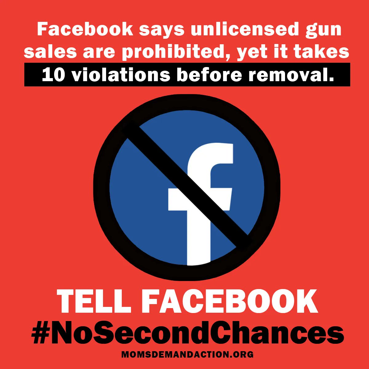MomsDemand's tweet image. Facebook must take its own policy prohibiting unlicensed gun sales seriously. We’re calling for #NoSecondChances. 

Add your name: buff.ly/3ImMnWt