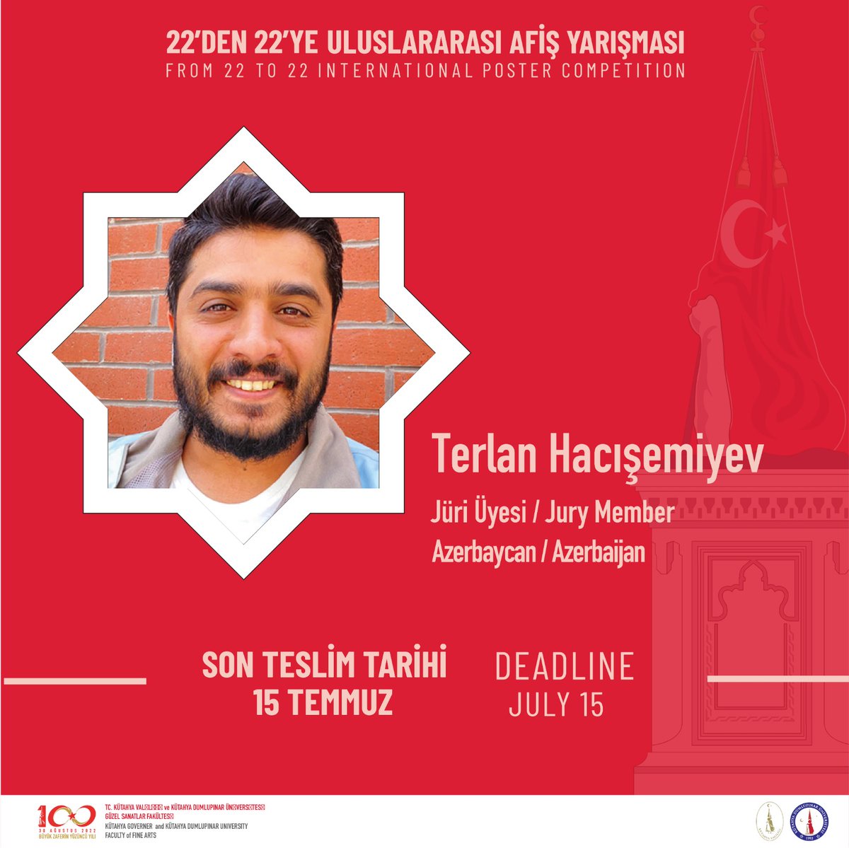 gsfdpu's tweet photo. 22'den 22'ye Uluslararası Afiş Yarışması'nın değerli jüri üyesi Azerbaycan'dan Terlan Hacışemiyev'i takdim etmekten gurur duyuyoruz.

We are proud of present Terlan Hacışemiyev from Azerbaijan, a valued judge of From 22 to 22 İnternational Poster Competition. https://t.co/XddVVIZYZB
