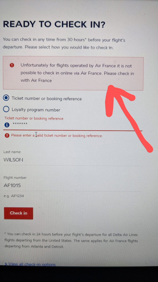 wilsonmichael's tweet photo. Hi there @AirFranceUS   It looks like you have a little glitch with checking in online with some funny wording.  I obfuscated the reference # but the rest is accurate, if helpful https://t.co/V8oFsASXr2