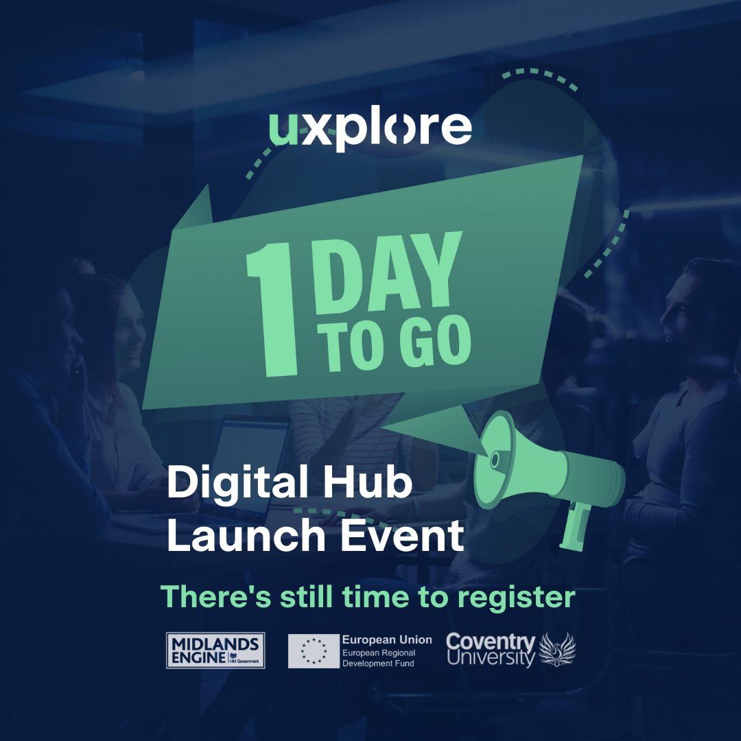 Eek! We are so excited to welcome you all to our Digital Launch Event tomorrow.

If you haven’t got your free ticket yet, what are you waiting for?!

🎟️ Register now! eventbrite.co.uk/e/uxplore-digi…

#launchevent #coventry #warwick #digitalhub #5G #technology #inspiration