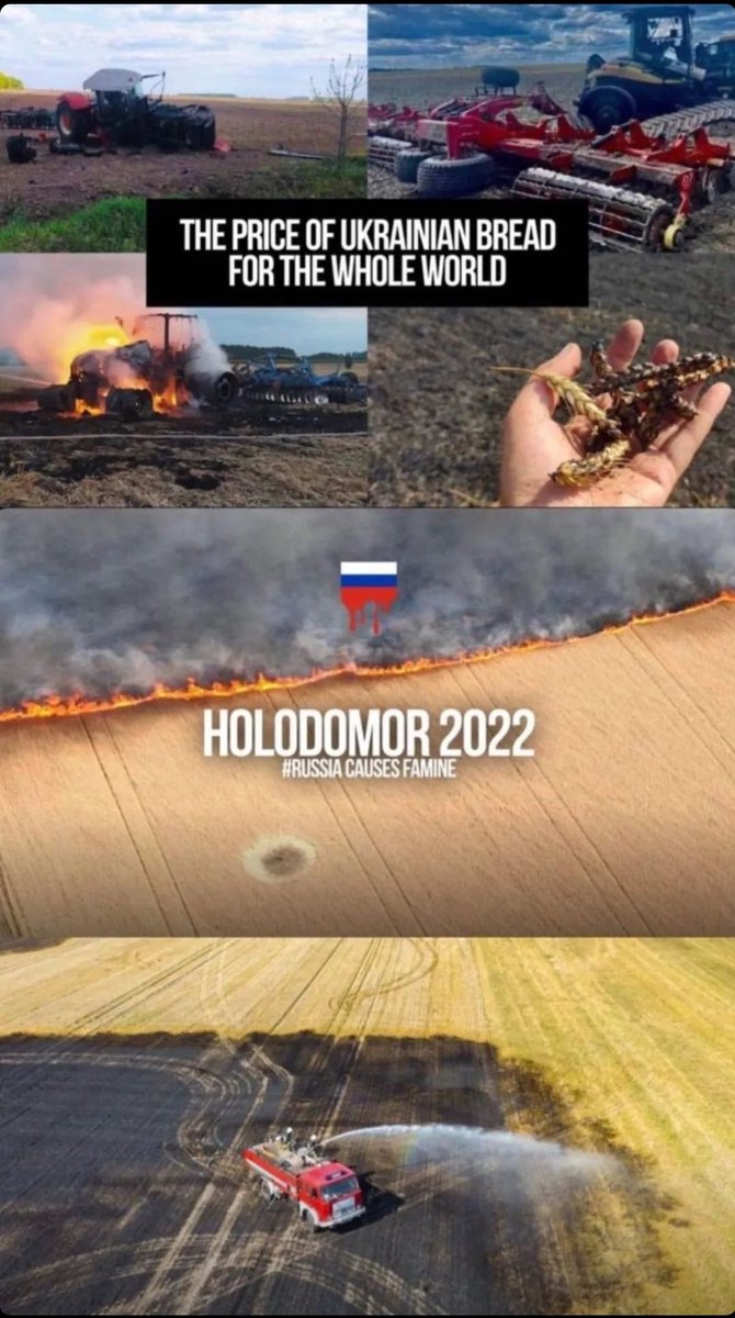 spaceanimalsNFT's tweet photo. Russia is burning Ukraine's grain fields that are supposed to be imported to Europe and America and the whole world, thereby creating a famine in the world, everyone should know and understand that genocide is for Ukraine and the world, please repost and spread
#UkraineRussianWar https://t.co/Fn7djNaOpN