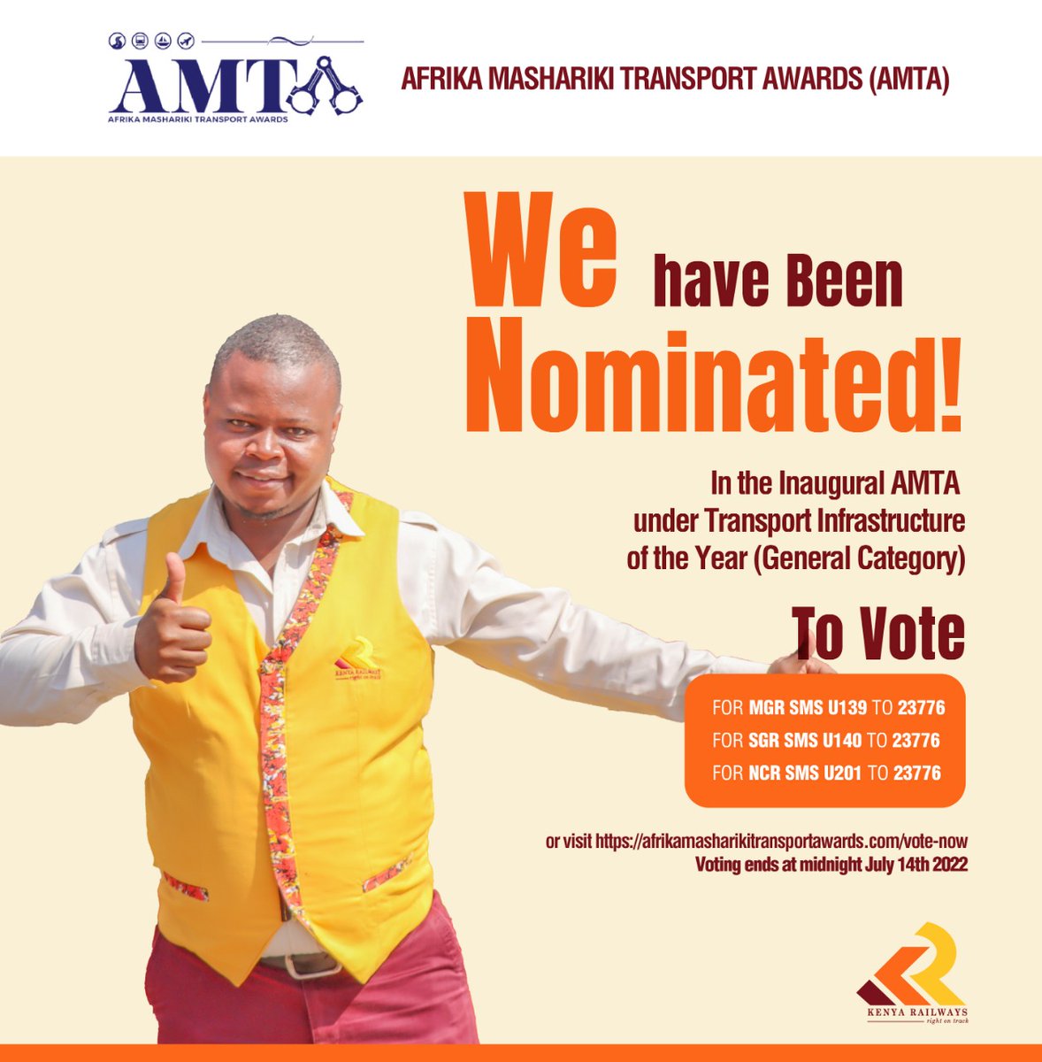 KenyaRailways_'s tweet photo. Cast your Afrika Mashariki Transport Awards vote today. #VoteforRail #KeepKenyaMoving #RightOnTrack https://t.co/a9pXG9HtZr